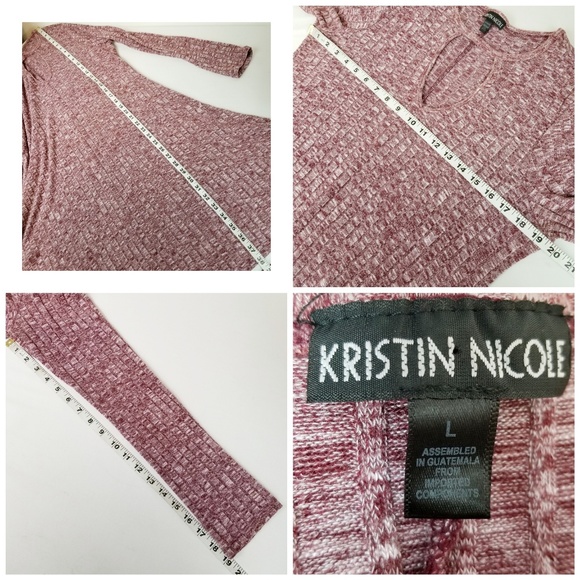 Kristin Nicole Heathered Mock Neck V-Neck Dress Lg - Picture 5 of 5
